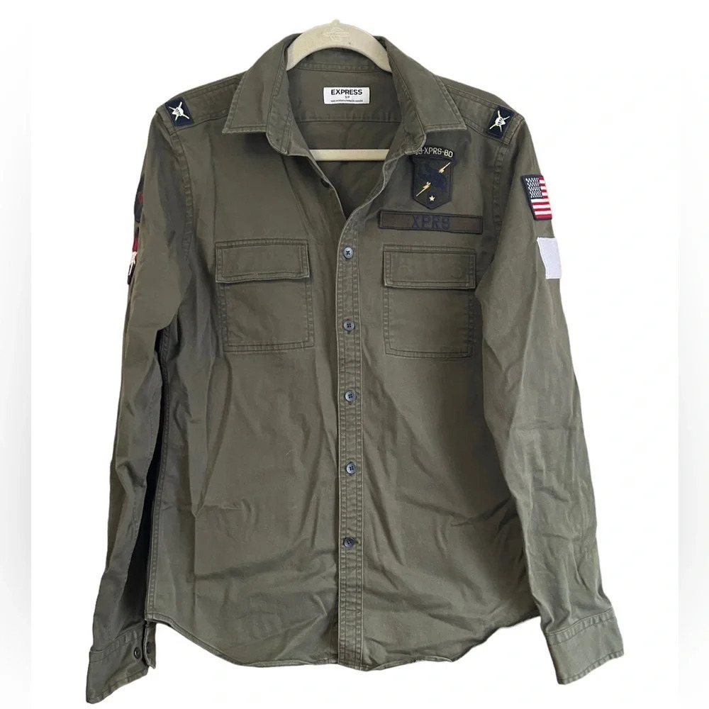 EXPRESS MILITARY BUTTON DOWN UTILITY SHACKET - image 1